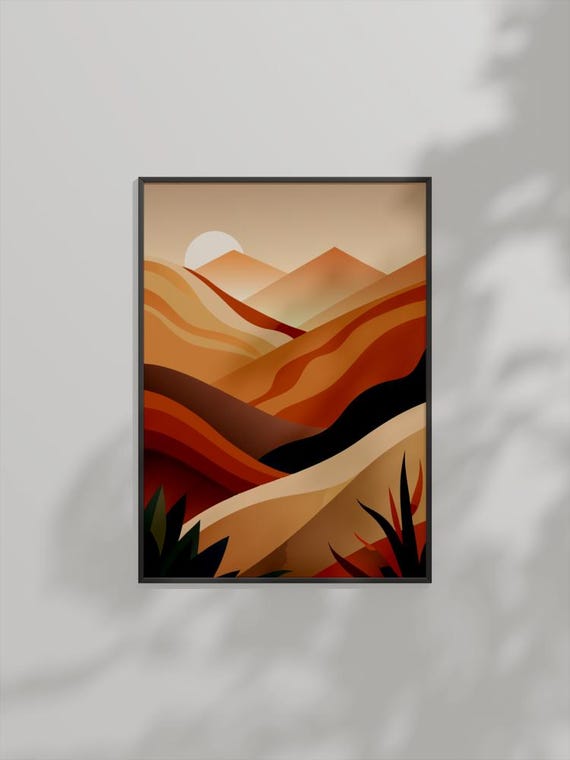 Desert Waves Abstract Minimalist Landscape Art Print