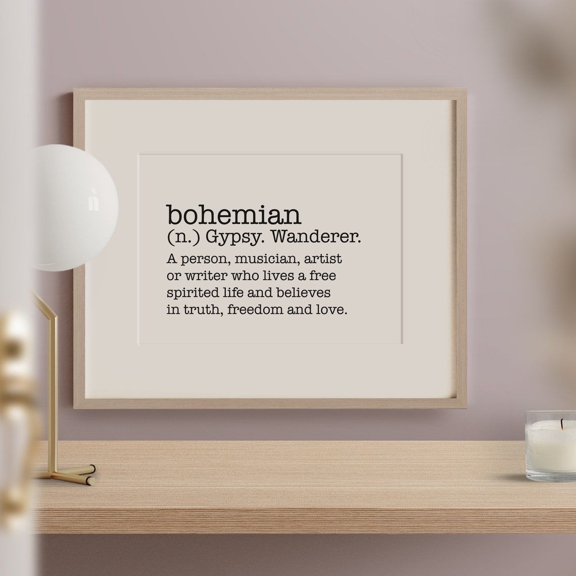 Bohemian Definition Quote Free Spirited Wanderer Boho Style Poster - Image 2
