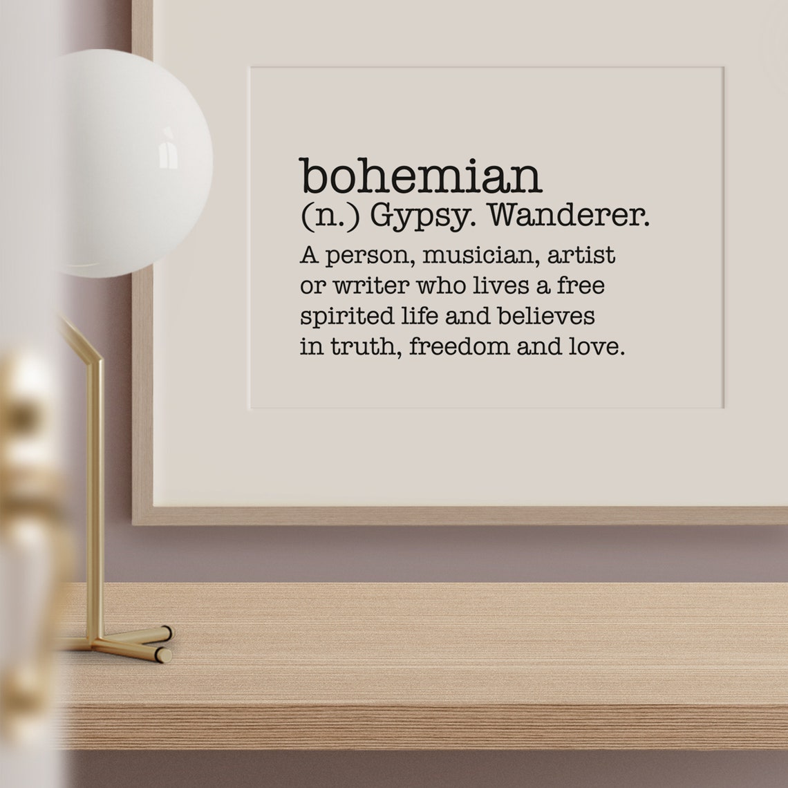 Bohemian Definition Quote Free Spirited Wanderer Boho Style Poster - Image 3