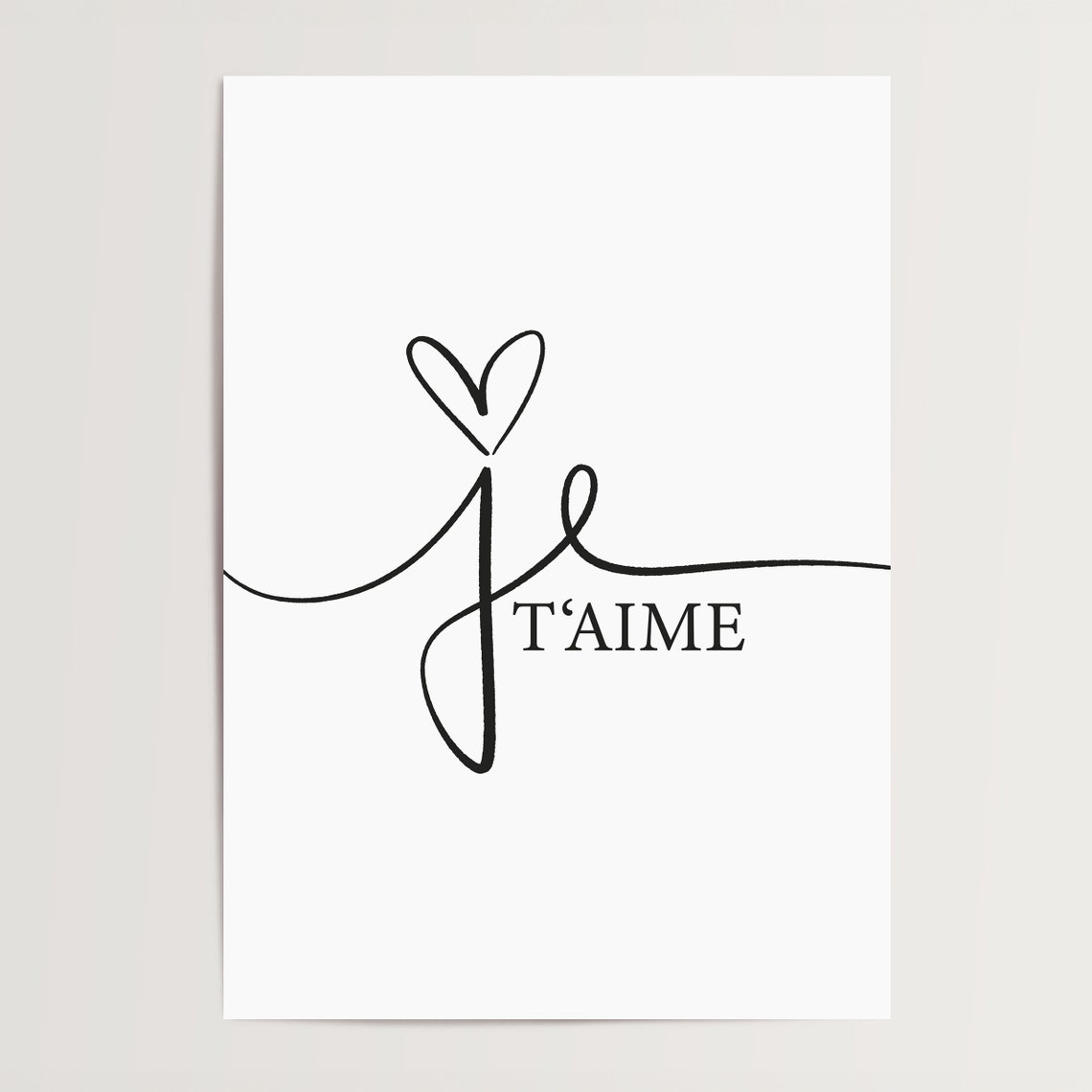Je T'Aime French I Love You Romantic Calligraphy Script Poster - Image 4