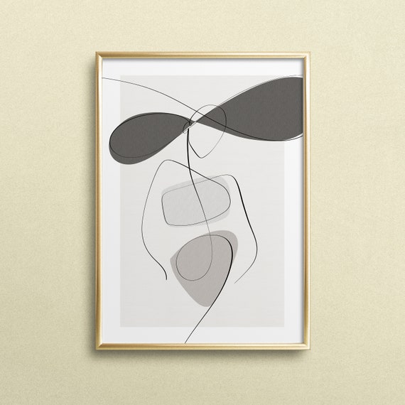 Abstract Woman Line Art Minimalist Beige Modern Artistic Poster