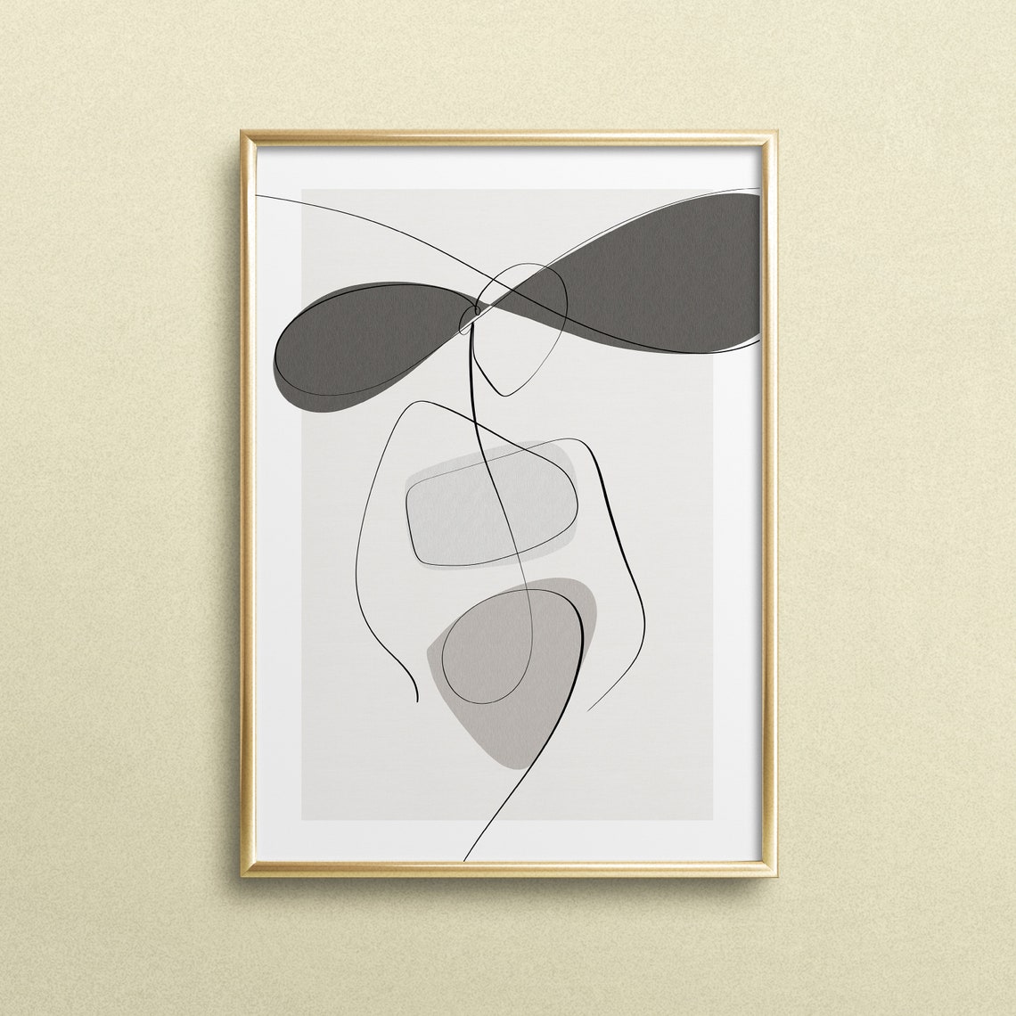 Abstract Woman Line Art Minimalist Beige Modern Artistic Poster