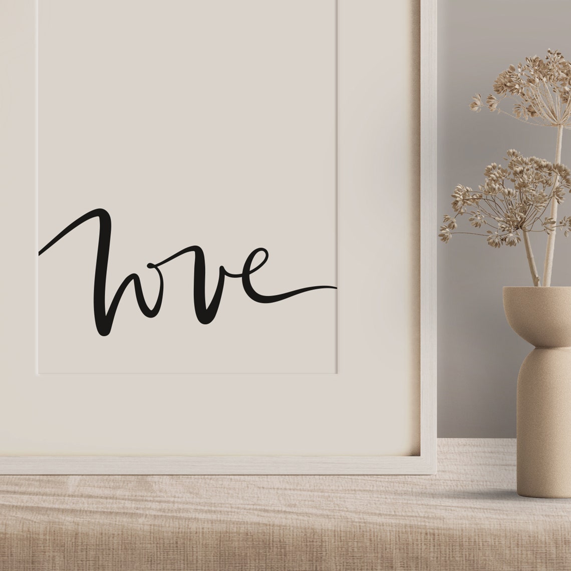 Love Single Word Calligraphy Minimalist Wedding Decor Poster - Image 2