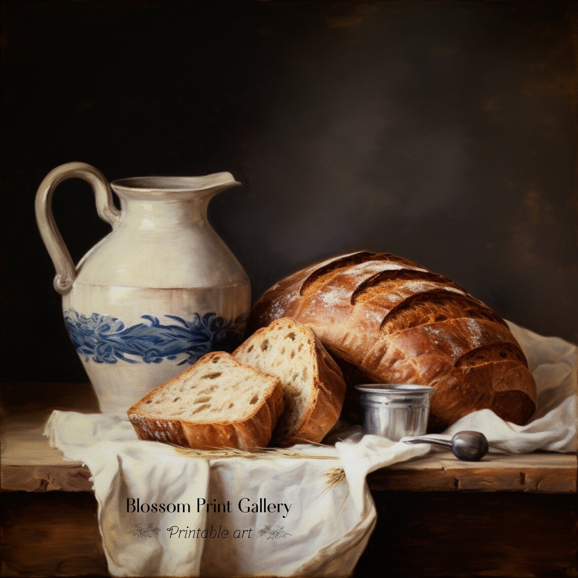 Vintage Kitchen Bread Still Life Art Print - Image 4