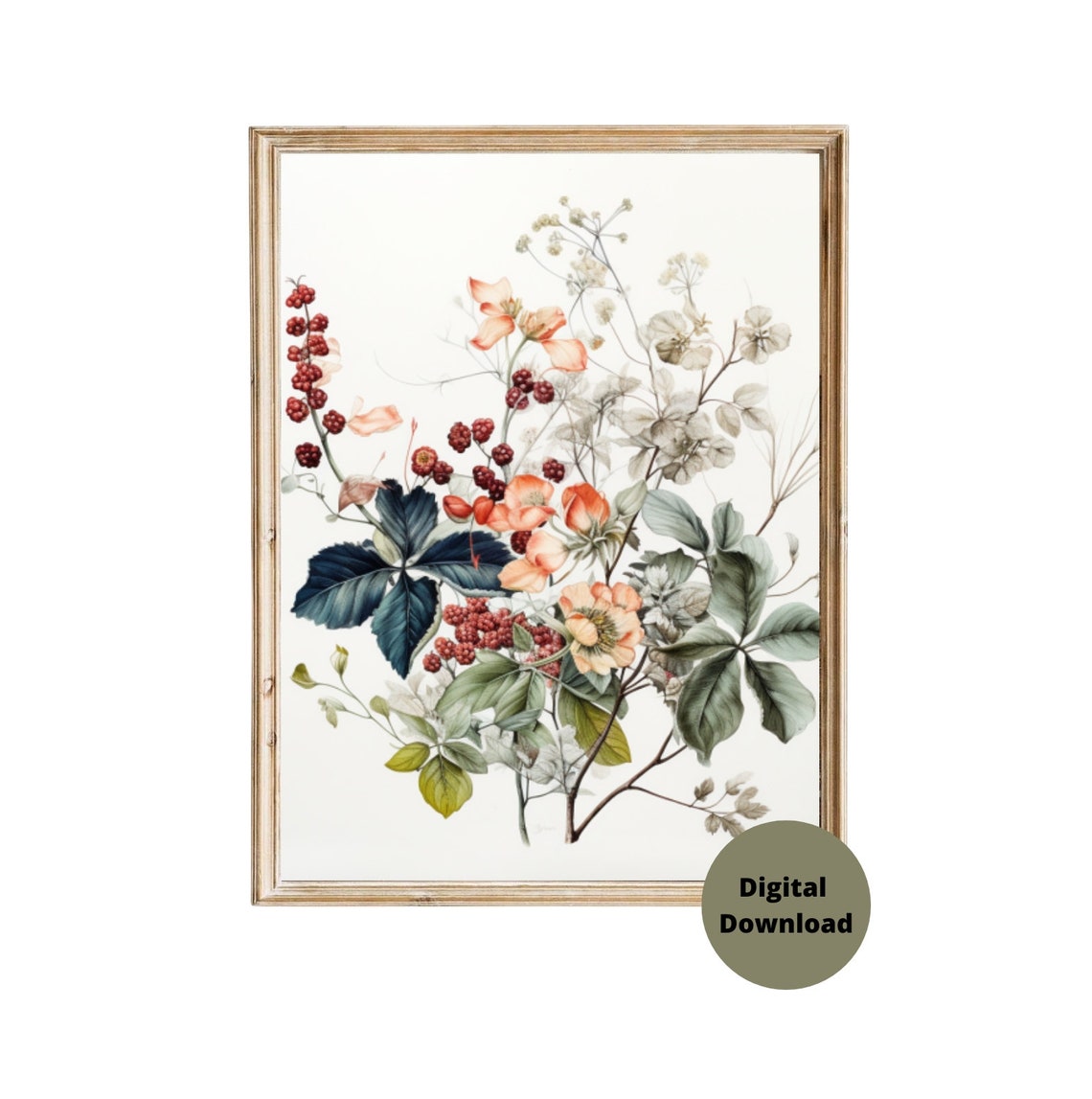 Delicate Wildflower Botanical Watercolor Floral White Art Poster