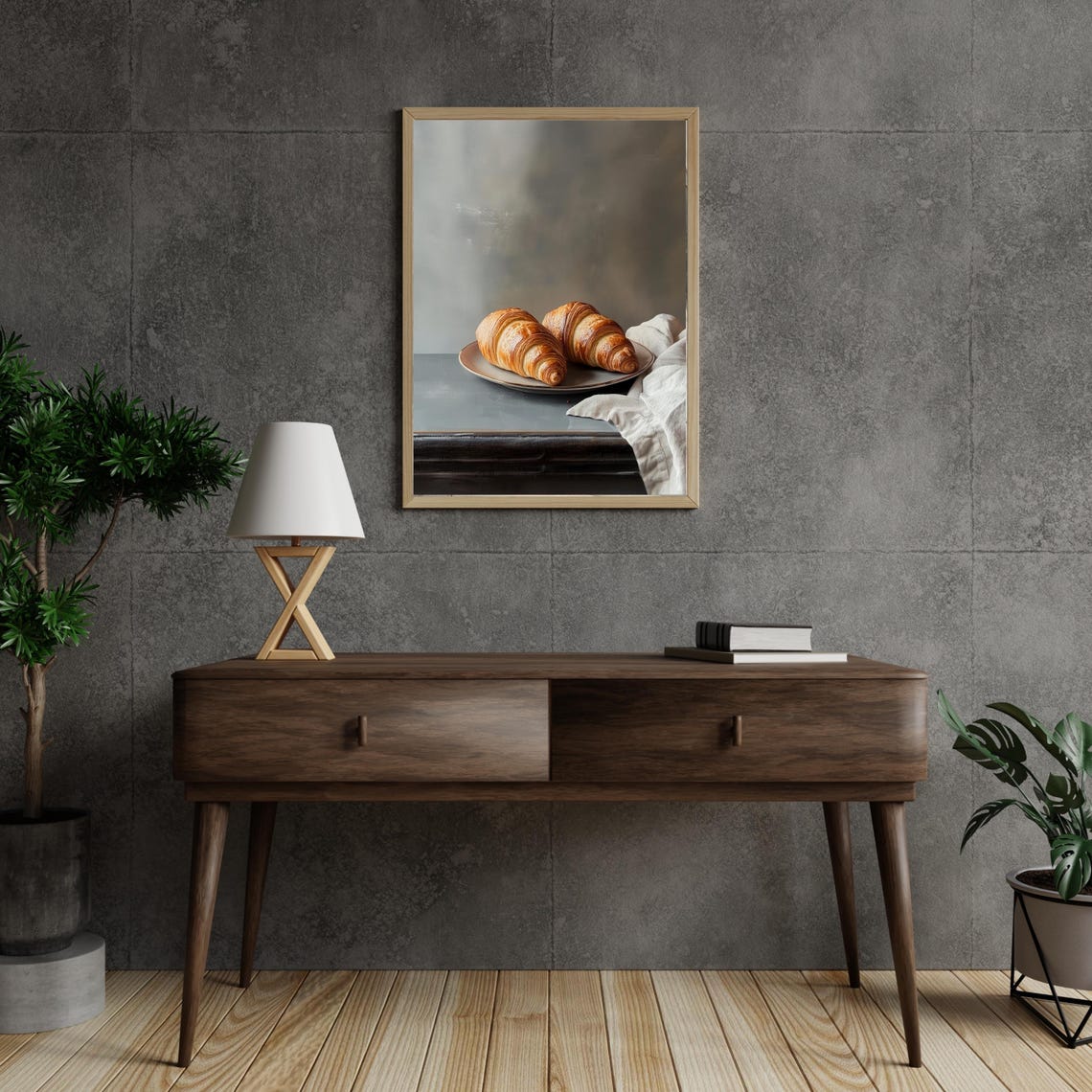 Moody Croissants Painting Vintage Food Still Life Kitchen Home Decor Antique Oil Painting Country Kitchen Wall Art 765 - Image 6