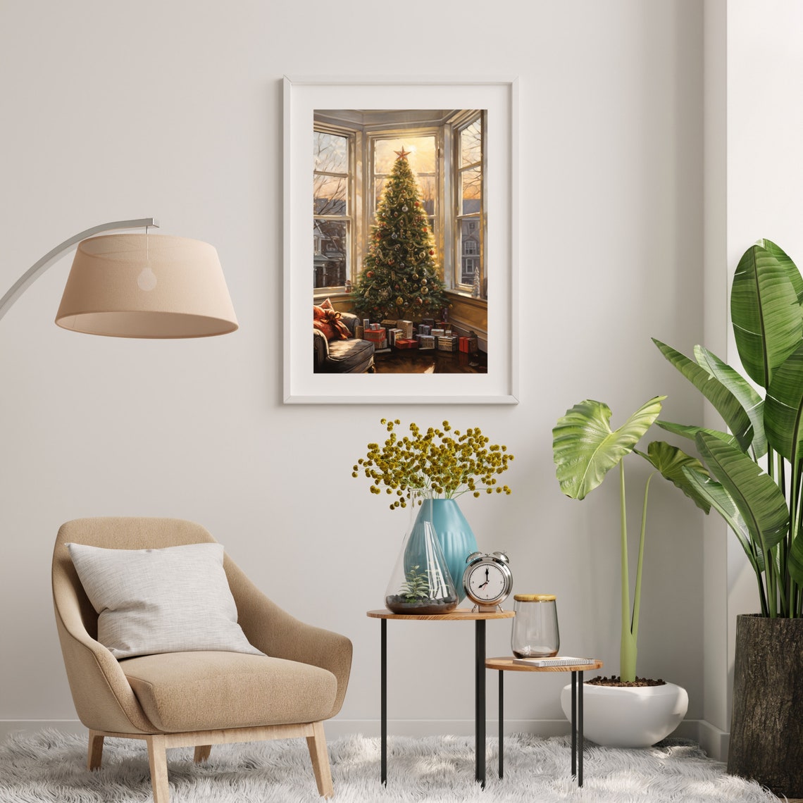 Christmas Tree By Sunny Bay Window With Gifts Cozy Winter Scene Poster - Image 4
