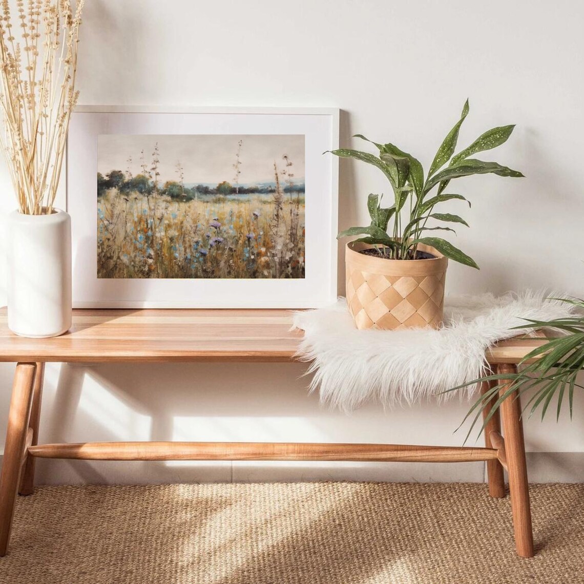 Muted Spring Wildflower Meadow Soft Impressionist Landscape Field Poster - Image 4