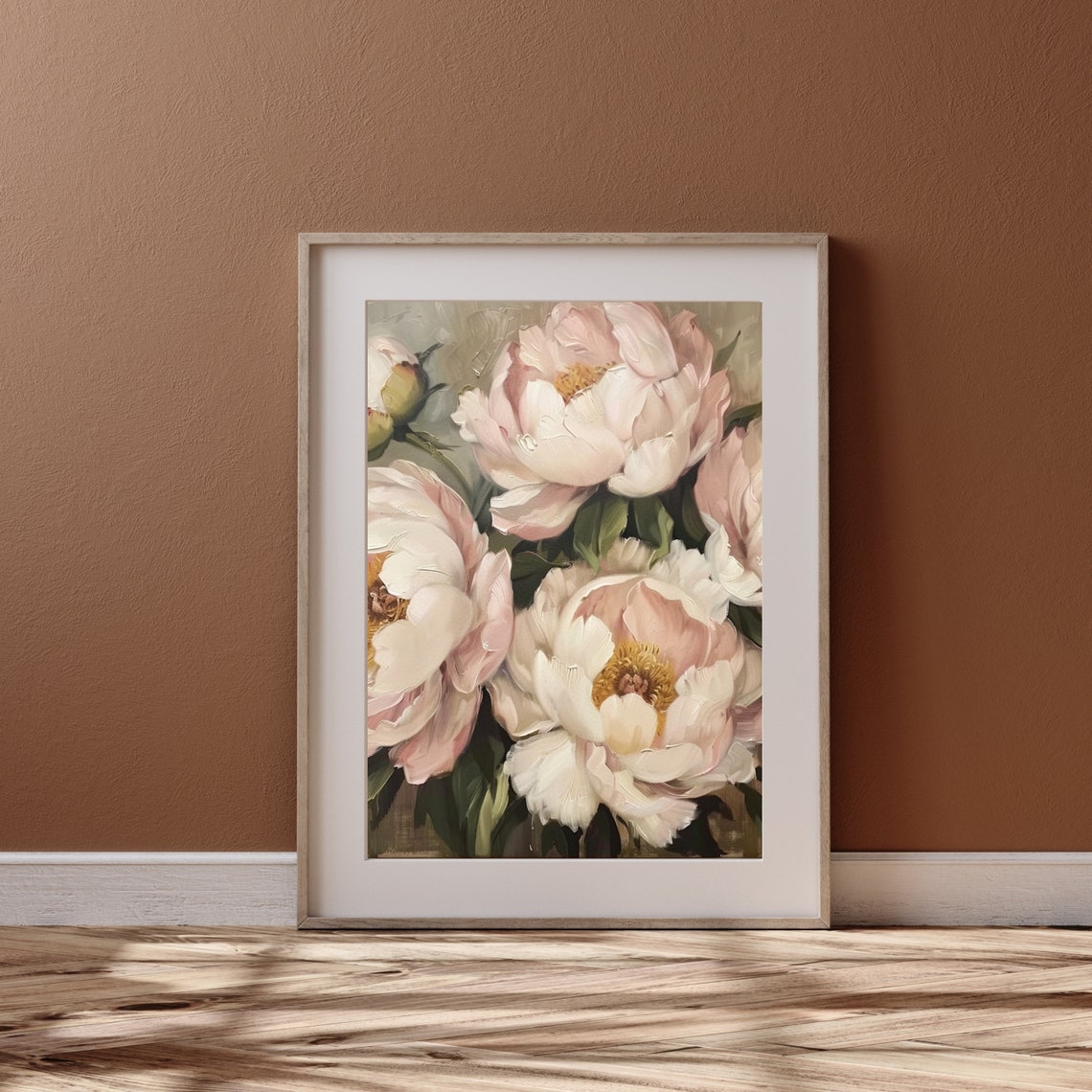 Blush Pink Peonies in Full Bloom Romantic Floral Painting Wall Art - Image 4