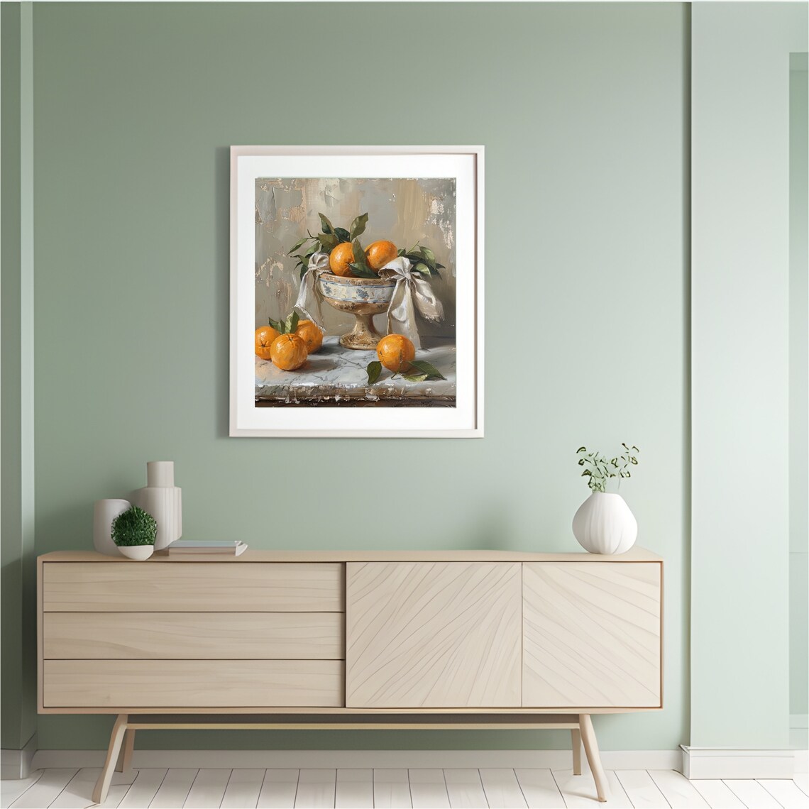 Moody Orange Vintage Fruit Still Life Art Print - Image 4