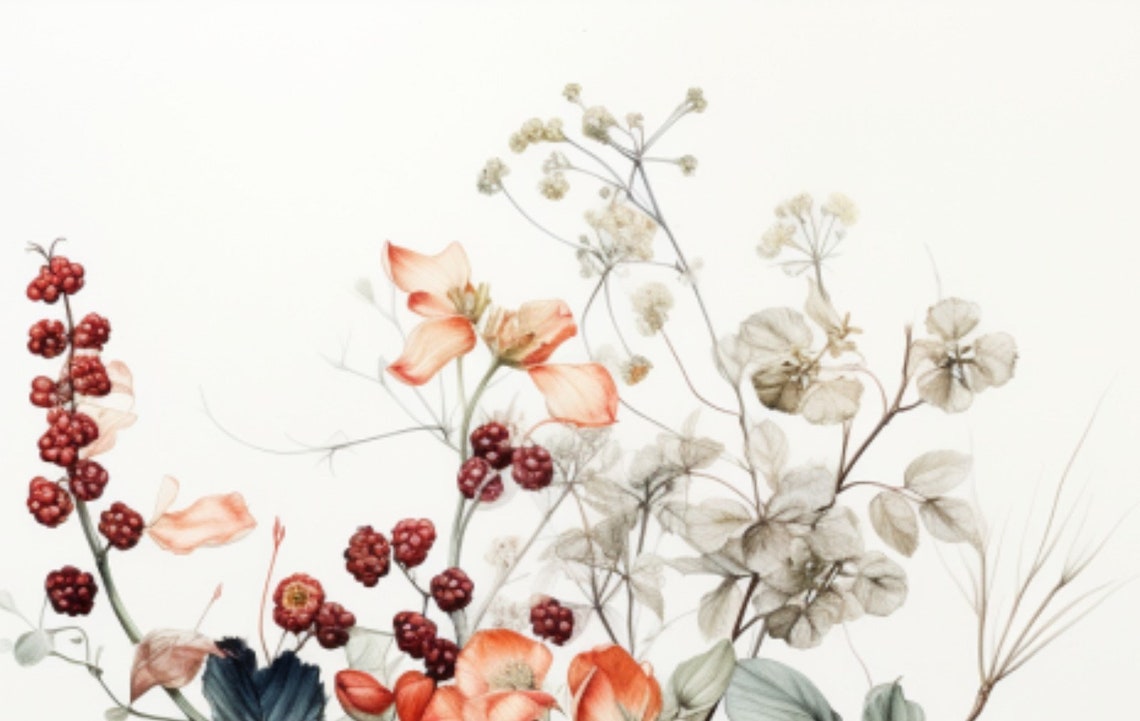 Delicate Wildflower Botanical Watercolor Floral White Art Poster - Image 3