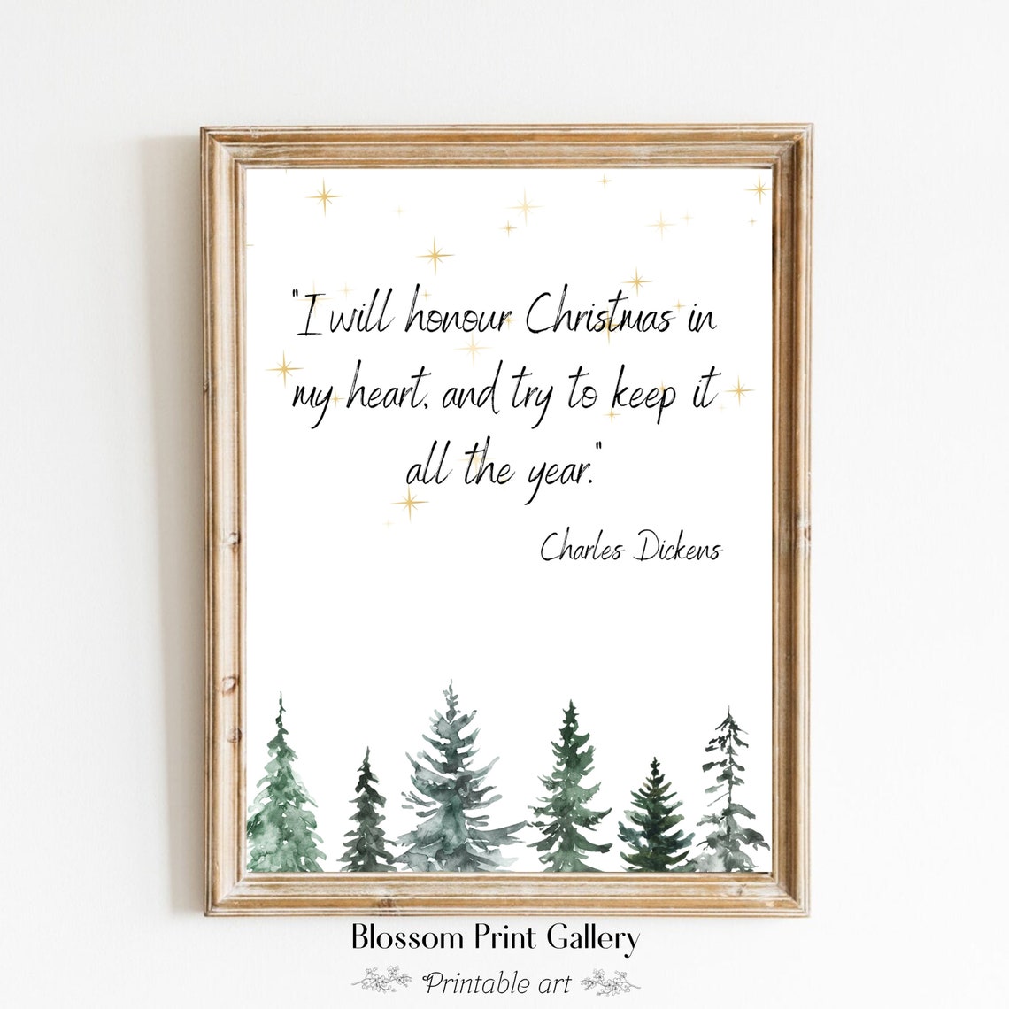 Charles Dickens Christmas Quote Typography Art with Pine Trees Poster - Image 6
