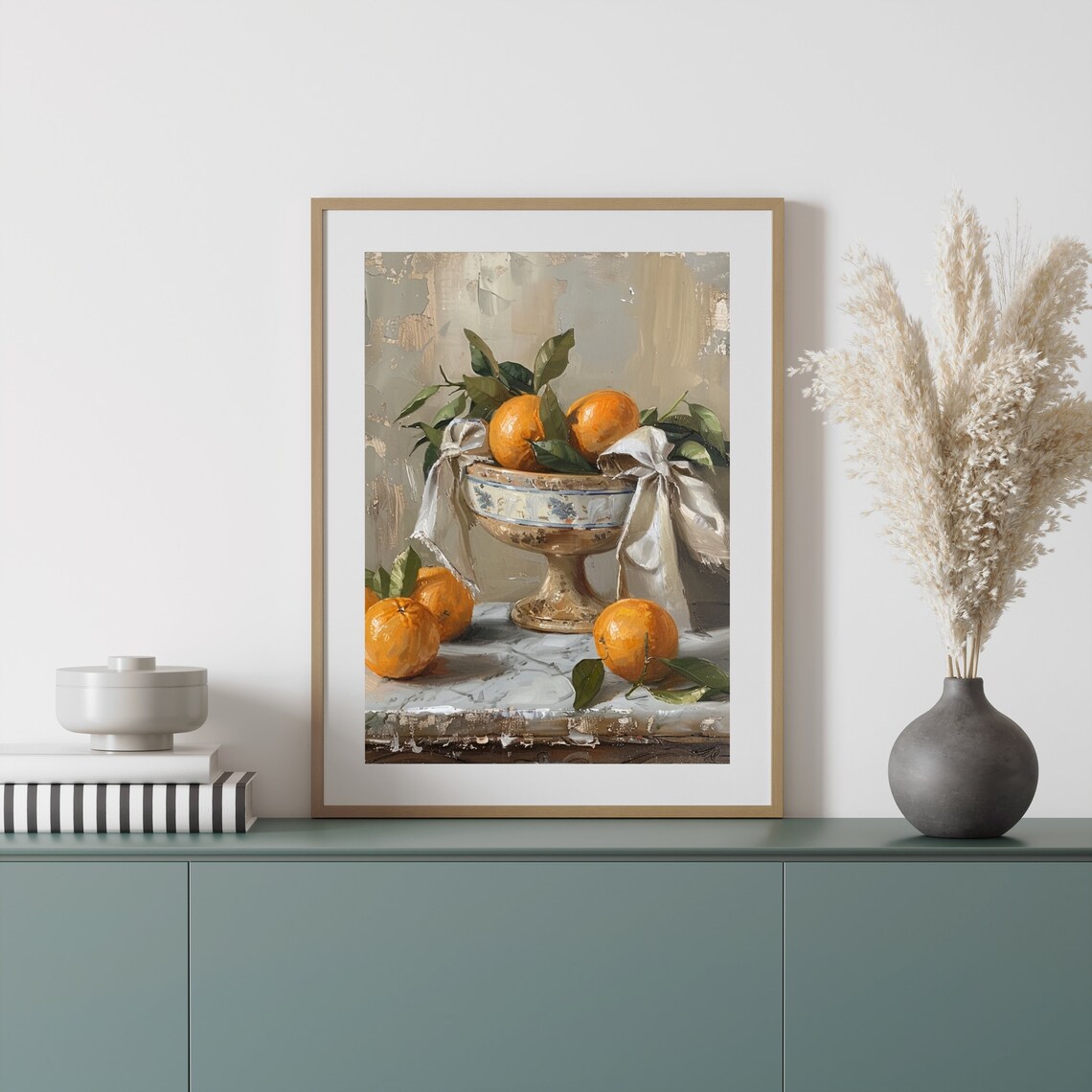 Moody Orange Vintage Fruit Still Life Art Print - Image 2