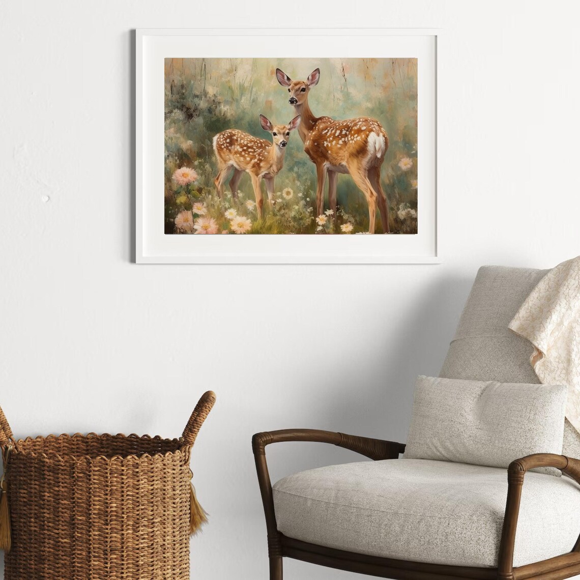 Vintage Fawn Painting, Rustic Deer Nursery Decor - Image 4