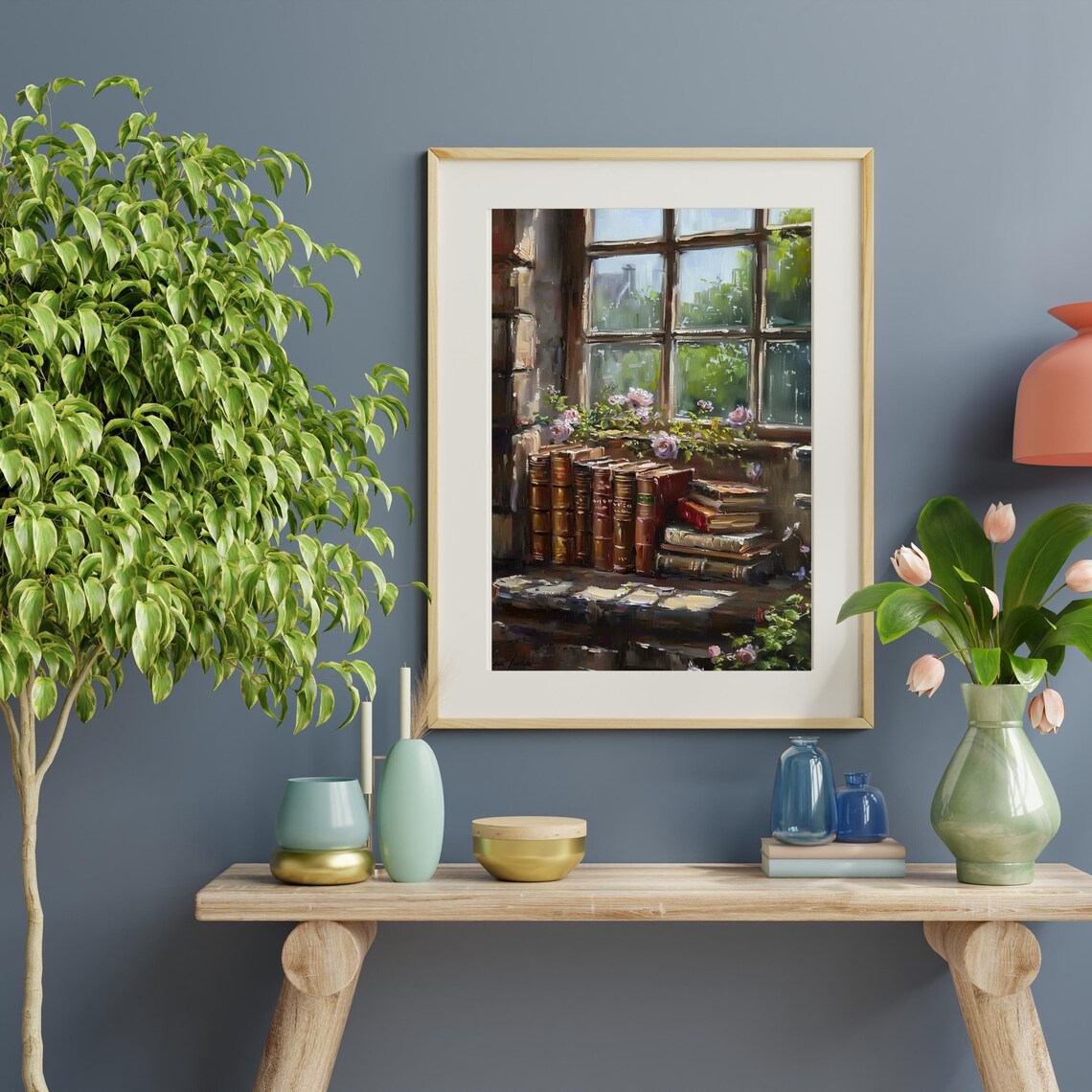 Rustic Window Books Still Life, Vintage Academia Art Print - Image 2