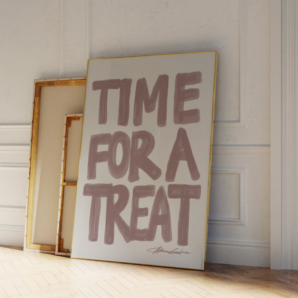Time For A Treat Hand Painted Brush Text Kitchen Wall Poster