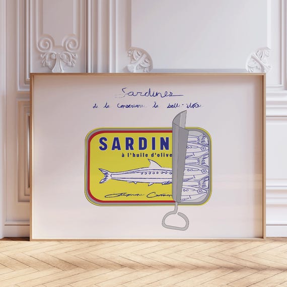 Horizontal Sardines Vintage French Food Art Print