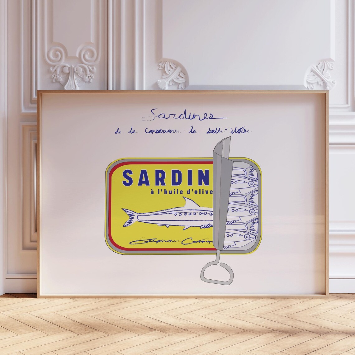Horizontal Sardines Vintage French Food Art Print
