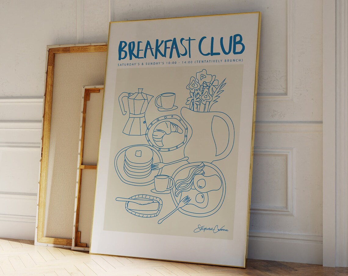Breakfast Club Coffee Moka Pot Mid-Century Poster
