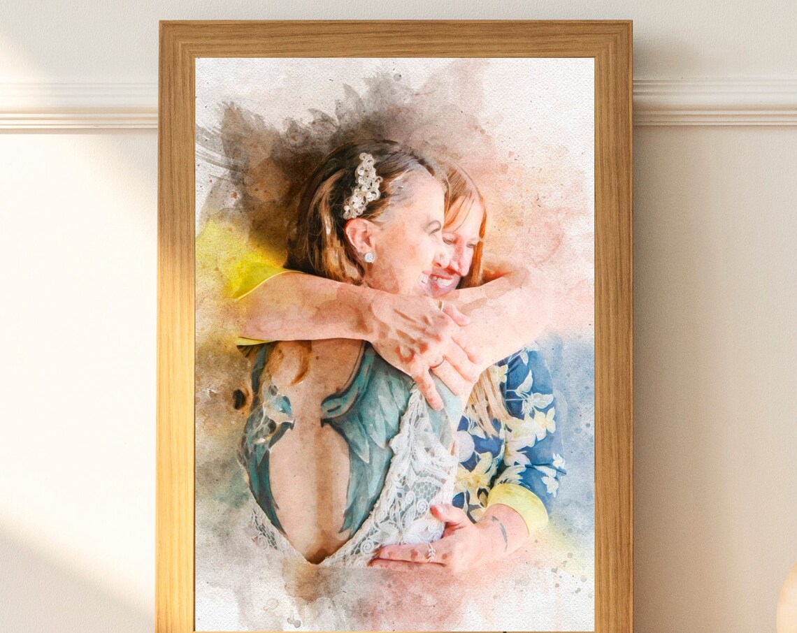 Custom Mother Daughter Illustration Family Portrait