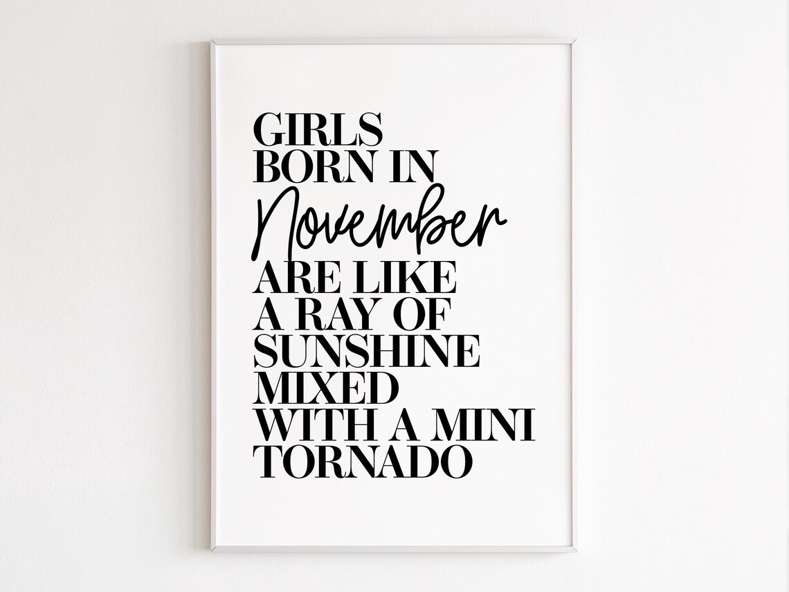Girls Born In November Ray Of Sunshine Mini Tornado Birthday Poster