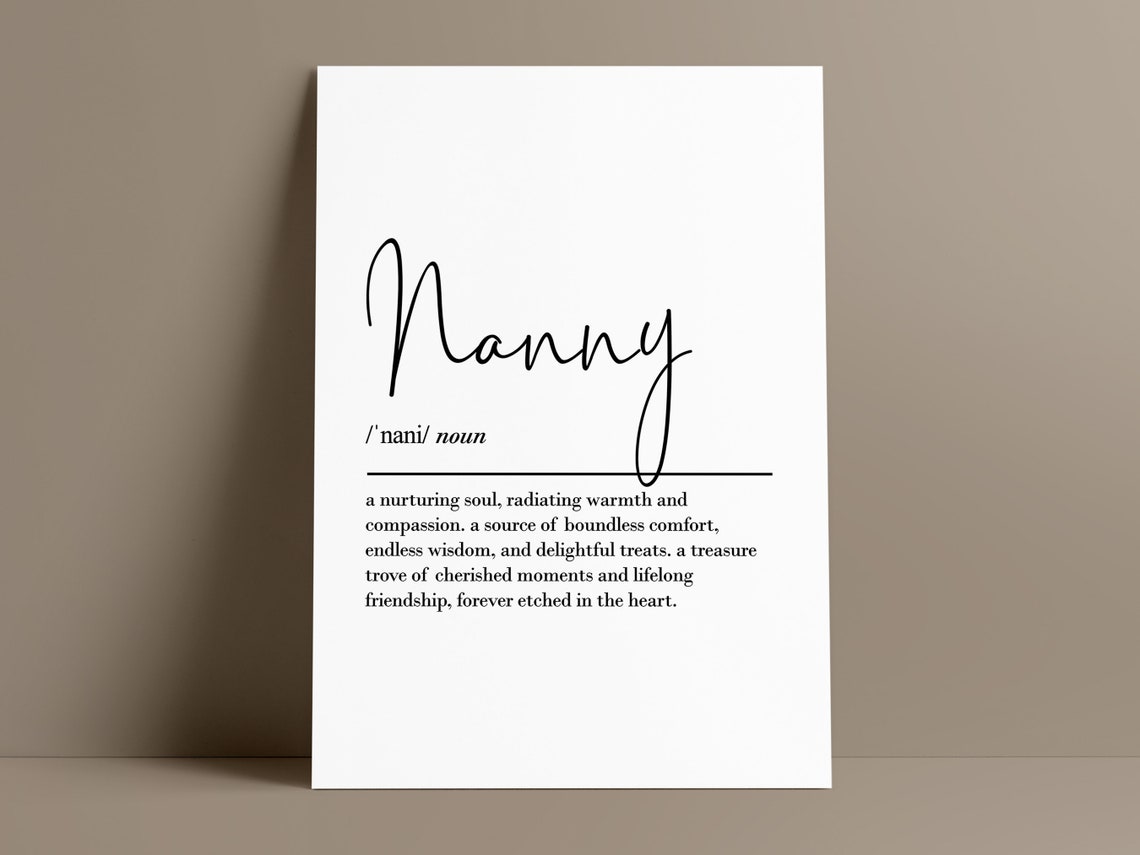 Nanny Definition Wall Art Nannie Gifts Nanny Print Gifts From Grandkids Grandma Gift Nan Gifts - Image 2