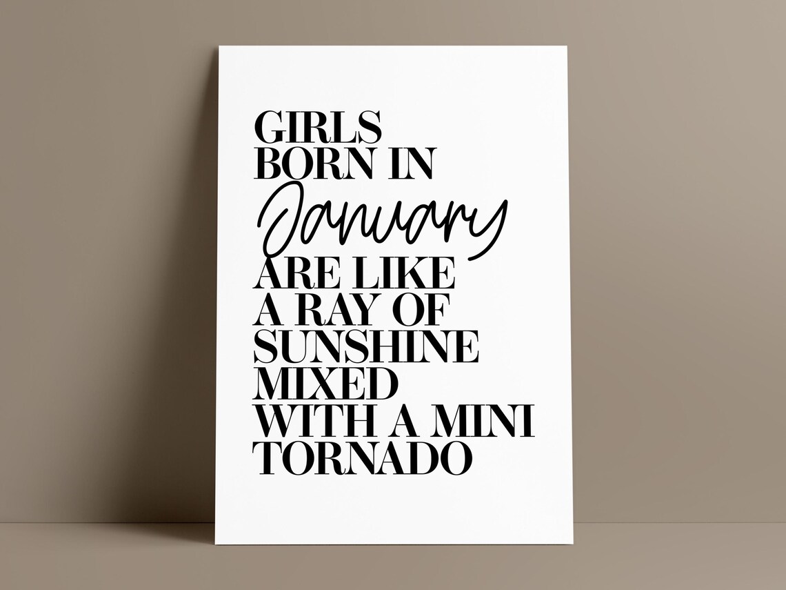 Girls Born In January Birthday Gift Wall Art Print - Image 2