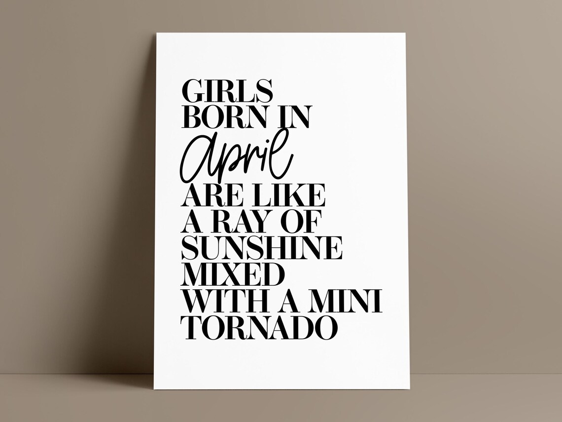Girls Born In April Birthday Wall Art Print - Image 2