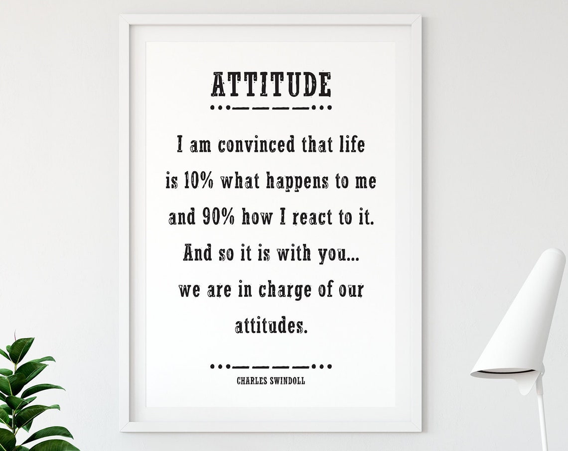 Attitude Charles Swindoll Inspirational Quote Typography Poster