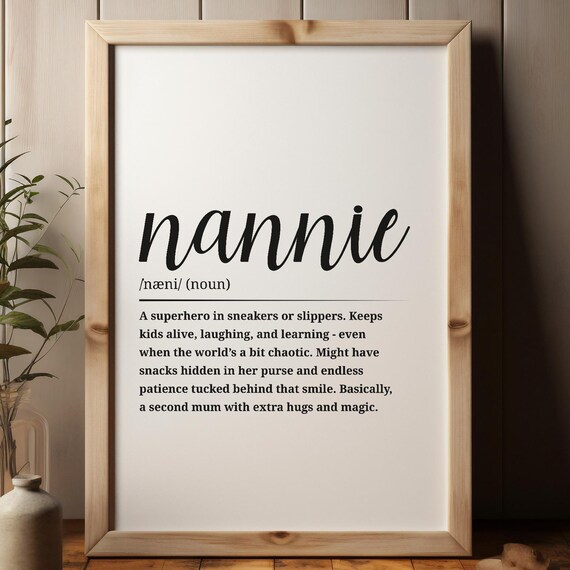 Nannie Definition Dictionary Style Quote Nanny Appreciation Poster