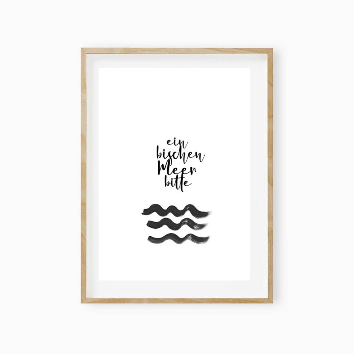 Sea Waves Brushstroke German Quote Minimalist Beach Typography Poster