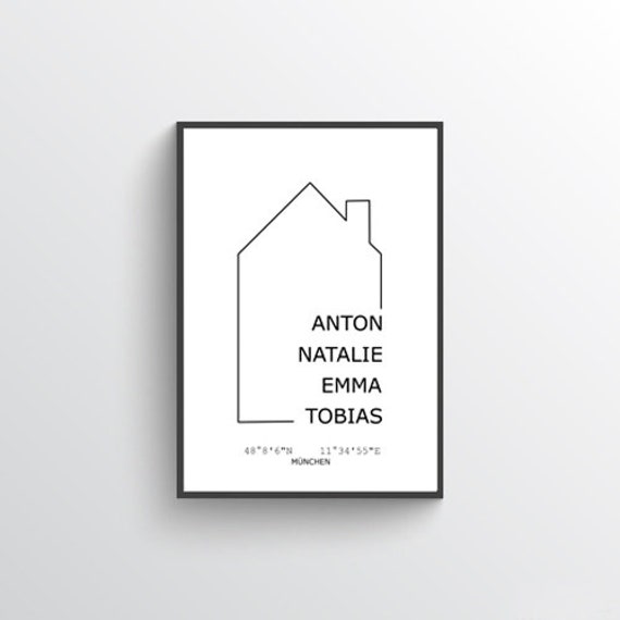 Family Picture Personalized Gift For Family Picture Family Housewarming Gift Coordinates Moving