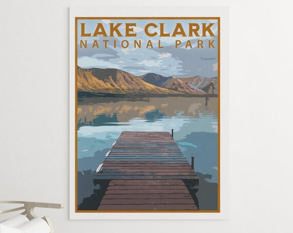 Lake Clark National Park Wooden Dock Calm Lake Reflection Scenic Poster