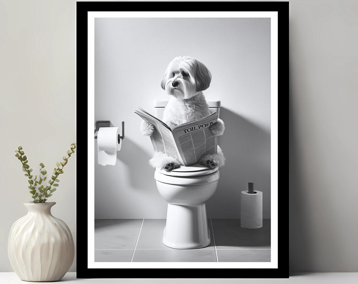Havanese Dog Funny Bathroom Decor Art Print