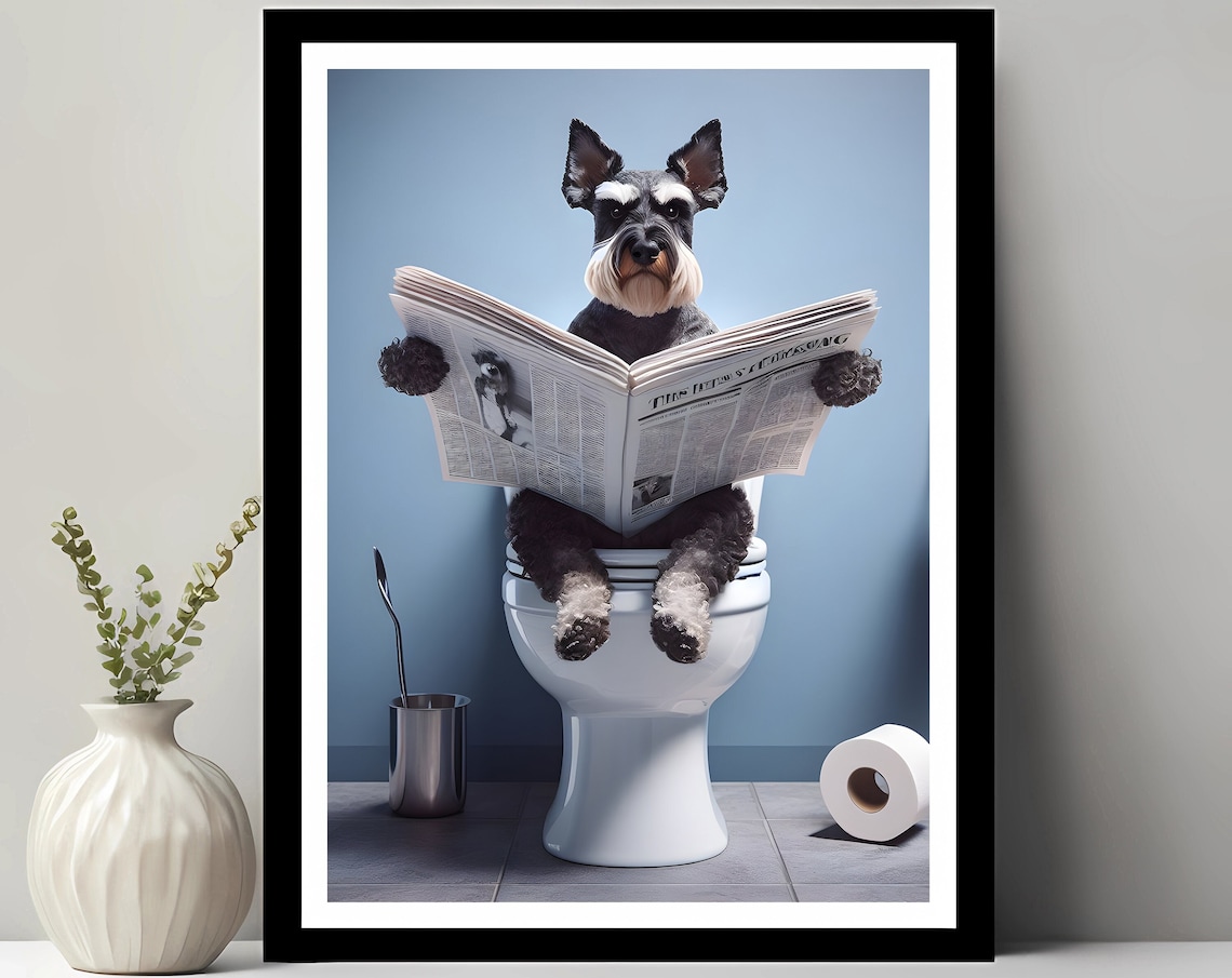 Miniature Schnauzer Funny Bathroom Art Print