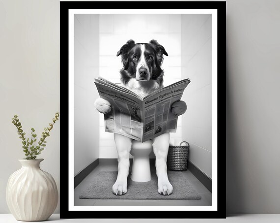Drentse Patrijshond Wall Art Funny Bathroom Decor Dog In Toilet Animal Petshop Gift