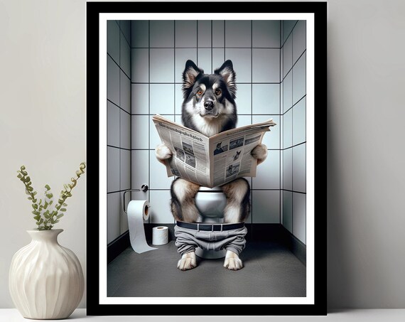 Lapponian Herder Wall Art Funny Bathroom Decor In Toilet Animal Petshop Dog Gift