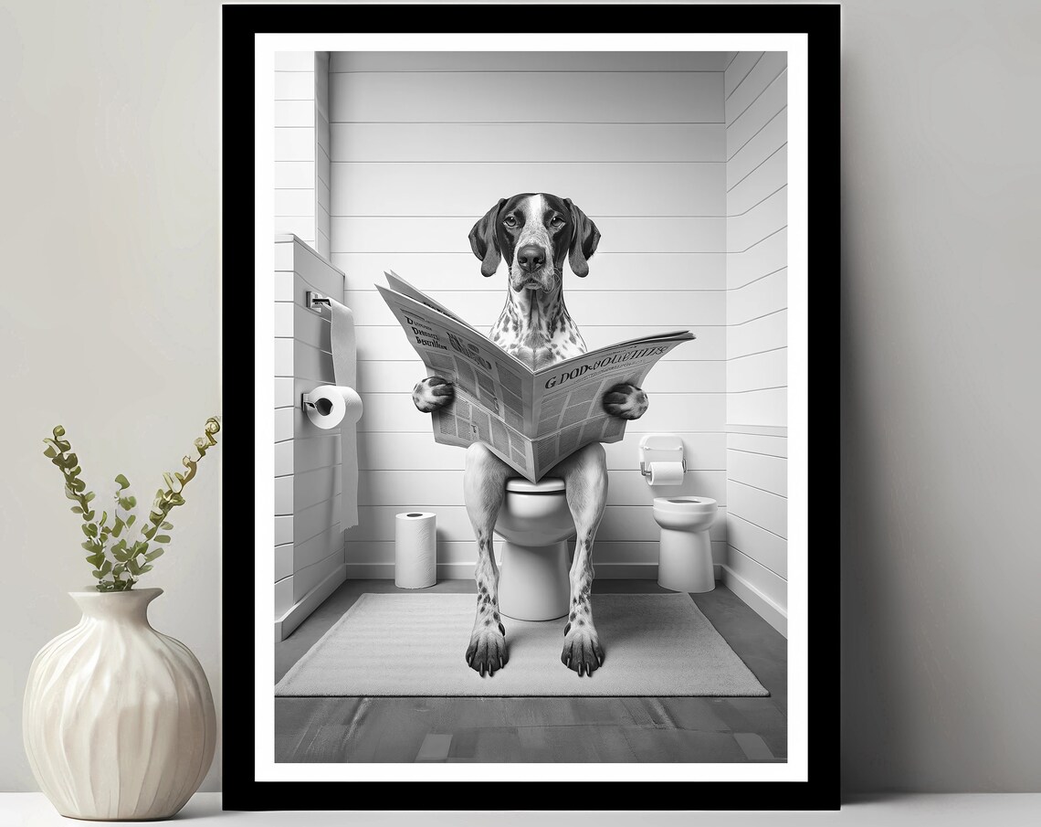 Pointer Wall Art Funny Bathroom Decor, Dog Gift