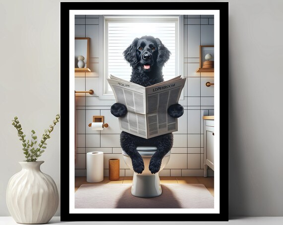 Curlycoated Retriever Wall Art Funny Bathroom Decor In Toilet Animal Petshop Dog