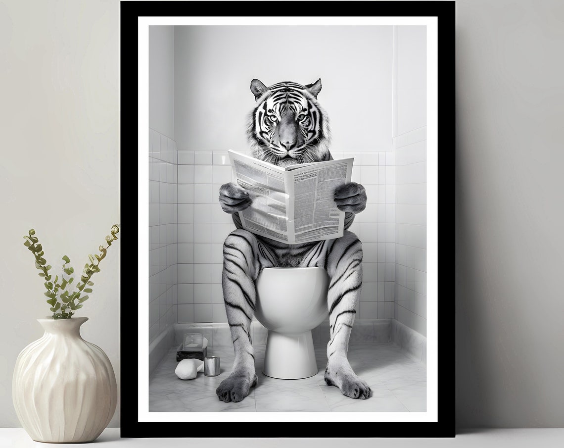 Tiger Funny Bathroom Decor Art Print