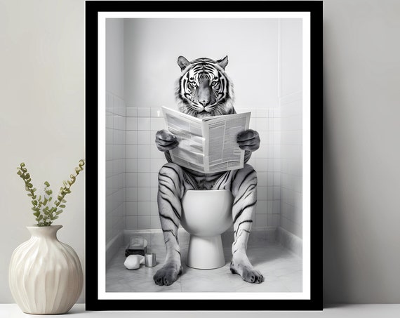 Tiger Funny Bathroom Decor Art Print