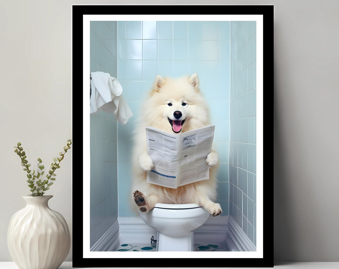 Eskimo Dog Funny Bathroom Animal Wall Art Print