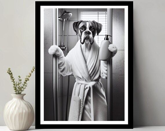 Boxer Bathroom Funny Toilet Art Print