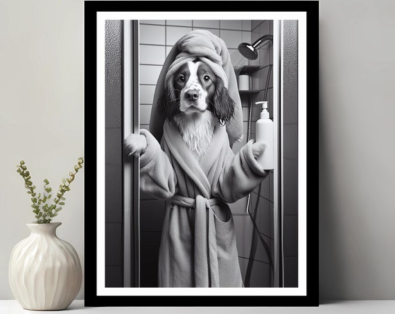 Brittany Spaniel Funny Bathroom Art Print