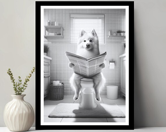 Canadian Eskimo Wall Art Funny Bathroom Decor In Toilet Animal Petshop Dog