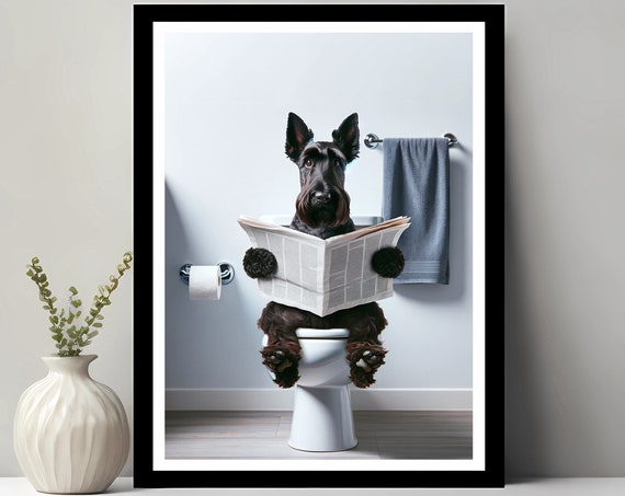 Scottish Terrier Funny Bathroom Dog Art Print