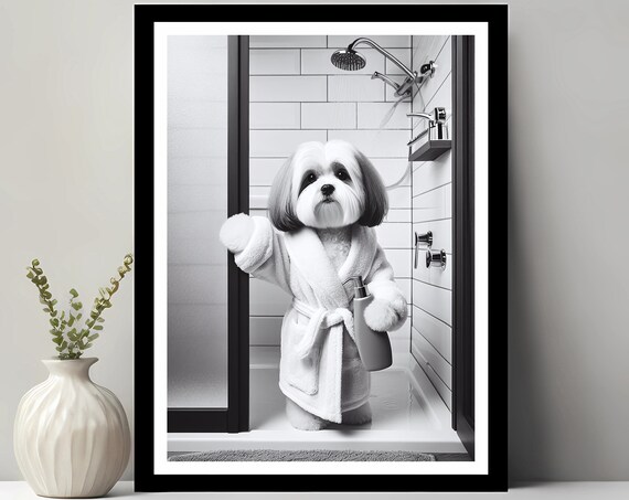 Tibetan Terrier Wall Art Bathroom Print Photo Gift Funny Decor