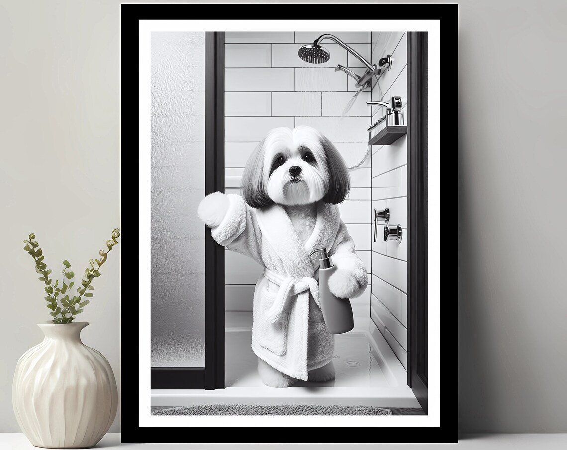 Tibetan Terrier Wall Art Bathroom Print Photo Gift Funny Decor