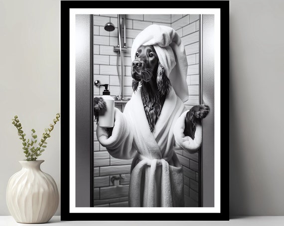 Irish Setter Wall Art, Funny Bathroom Decor Poster