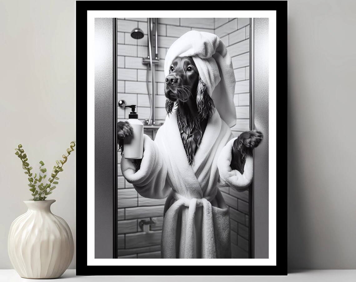 Irish Setter Wall Art, Funny Bathroom Decor Poster